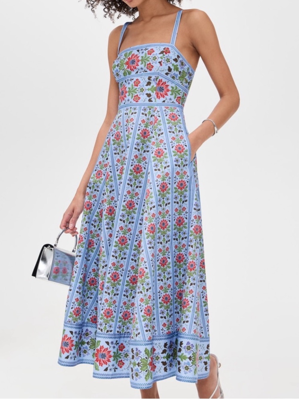 NWT Hill House Margot Midi Dress with Blue and Red florals - Picture 2 of 7